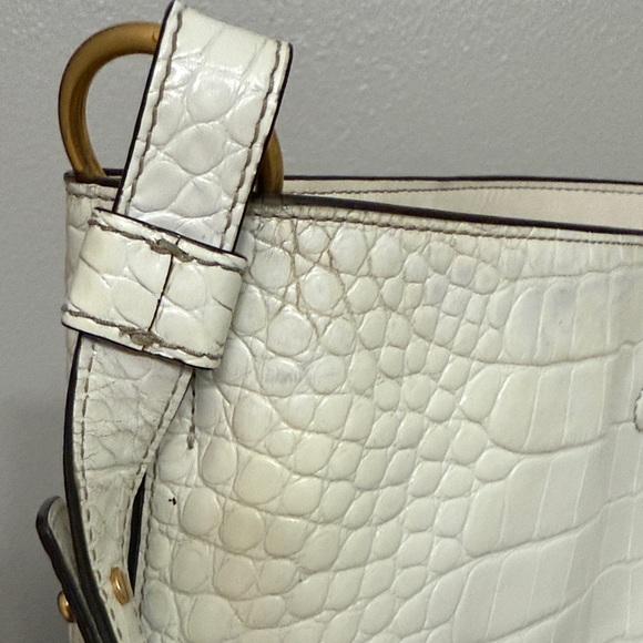 Well Loved Tory Burch White Croc-Embossed Shoulder Bag Junk Project bag - Picture 16 of 16